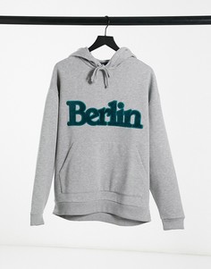 Oversize-худи с вельветовым принтом "Berlin" на груди ASOS DESIGN-Серый