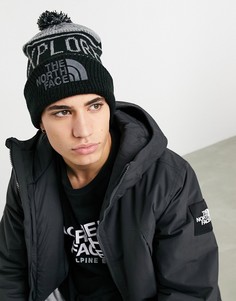 Черная шапка-бини с помпоном The North Face Retro TNF-Серый