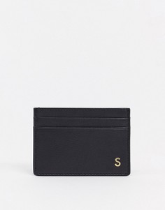 Кожаная кредитница с инициалом S ASOS DESIGN-Черный