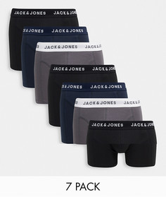 Набор из семи боксеров-брифов в черном, темно-синем и сером цвете Jack & Jones-Многоцветный