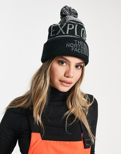 Черная шапка-бини с помпоном The North Face Retro-Серый