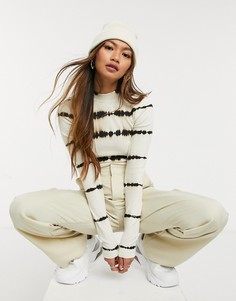 Черно-белый топ из органического хлопка с высоким воротником и принтом тай-дай Weekday Vera