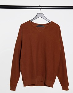 Коричневый oversized-свитшот с воротом с разрезом ASOS DESIGN-Светло-коричневый