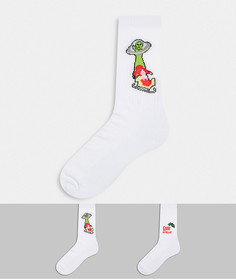 Набор из 2 пар спортивных носков с принтом Санта-Клауса и инопланетянина ASOS DESIGN-Белый