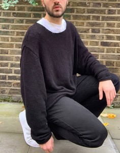 Черный трикотажный oversized-джемпер из фактурой пряжи ASOS DESIGN