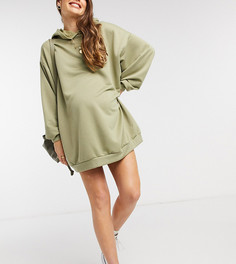 Шалфейно-зеленое платье-худи мини ASOS DESIGN Petite-Зеленый
