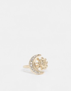 Золотистое кольцо с солнцем и луной ASOS DESIGN-Золотистый