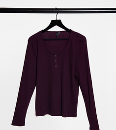 Бордовый топ в рубчик с овальным вырезом Vero Moda Curve-Красный