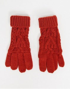 Красные вязаные перчатки с отворотами и узором «косичка» Boardmans-Красный