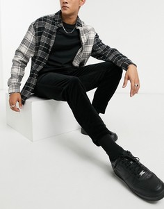 Черные вельветовые брюки с эластичным поясом Topman-Черный