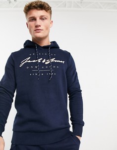 Темно-синий худи с логотипом на груди Jack & Jones