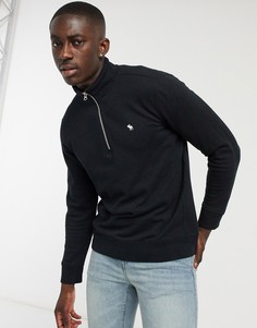 Черный свитшот с короткой молнией и маленьким с логотипом Abercrombie & Fitch