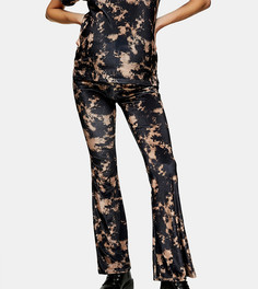 Черные брюки клеш с принтом тай-дай Topshop Maternity-Черный