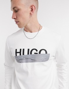 Белый свитшот с контрастным логотипом, перекрытым клейкой лентой HUGO Dicago_U 204