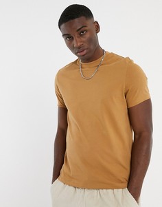 Светло-коричневая футболка с круглым вырезом из органического хлопка ASOS DESIGN-Коричневый