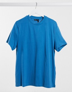 Синяя футболка из органического хлопка с круглым вырезом ASOS DESIGN-Голубой
