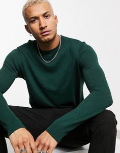 Темно-зеленый хлопковый джемпер ASOS DESIGN