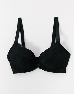 Черный кружевной бюстгальтер с чашечками и вырезом ASOS DESIGN Fuller Bust Arabella