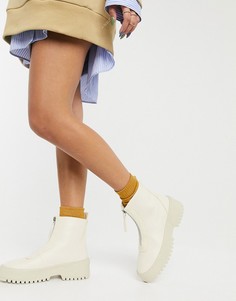 Кремовые ботинки на массивной подошве с молнией спереди ASOS DESIGN-Кремовый