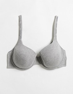 Серый меланжевый бралетт без косточек из органического хлопка Womensecret