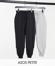 Набор из 2 базовых джоггеров ASOS DESIGN Petite, СКИДКА-Черный