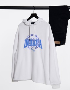 Oversized-худи с принтом на груди ASOS DESIGN-Белый