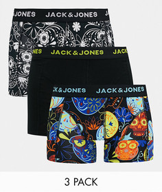 Комплект из 3 боксеров-брифов с принтом в виде черепов Jack & Jones-Многоцветный