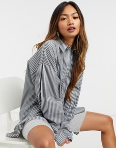 Oversized-рубашка в серую полоску ASOS DESIGN-Серый