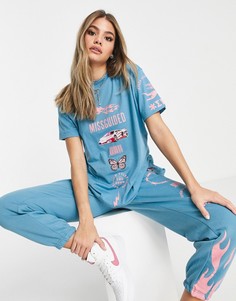 Голубая oversized-футболка с принтом бабочки Missguided-Голубой