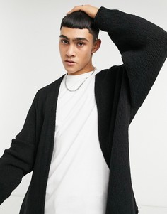 Черный трикотажный oversized-кардиган из фактурой пряжи ASOS DESIGN
