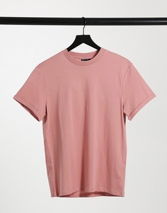 Бледно-розовая футболка с отворотами на рукавах ASOS DESIGN-Розовый
