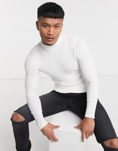 Водолазка в рубчик Bershka-Белый