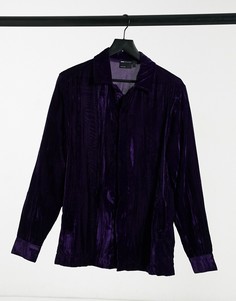 Фиолетовая рубашка навыпуск из мятого бархата ASOS DESIGN-Фиолетовый