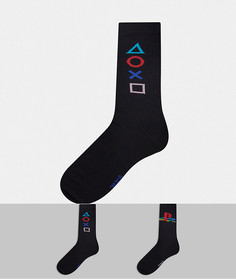 Набор из двух пар спортивных носков с принтом Playstation от ASOS DESIGN-Черный