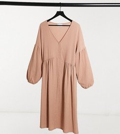 Платье-рубашка миди в стиле oversized из фактурной ткани цвета мокко ASOS DESIGN Tall-Бежевый