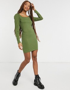 Зеленое платье мини с глубоким вырезом Miss Selfridge-Красный