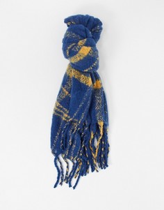 Клетчатый шарф с начесом Free People Prep-Голубой
