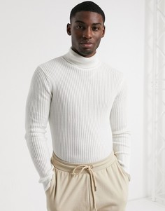 Белый трикотажный джемпер с высоким воротом Brave Soul