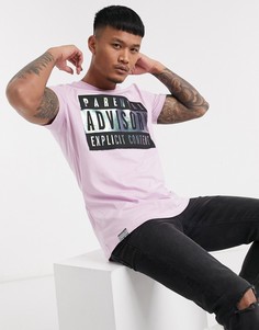 Лиловая футболка с принтом Bershka-Фиолетовый