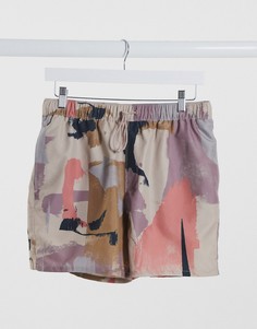 Короткие шорты от комплекта с абстрактным принтом ASOS DESIGN-Розовый