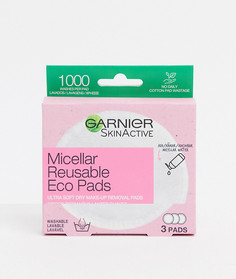 Многоразовые подушечки для снятия макияжа Garnier Eco Pads (три больших подушечки из микрофибры)-Бесцветный