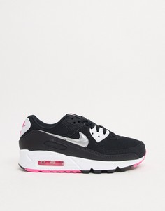 Кроссовки с черными, серебристыми и розовыми вставками Nike Air Max 90-Черный