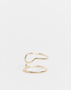 Золотистое кольцо на фалангу пальца с минималистичным дизайном ASOS DESIGN-Золотистый