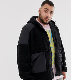 Черная куртка из искусственного меха на молнии с капюшоном ASOS DESIGN Plus-Черный