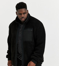 Черная куртка из искусственного меха с нейлоновыми карманами ASOS DESIGN Plus-Черный