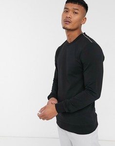 Облегающий свитшот черного цвета с серебристыми молниями ASOS DESIGN-Черный