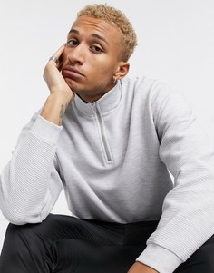Белый меланжевый свитшот с короткой молнией в стиле oversized ASOS DESIGN