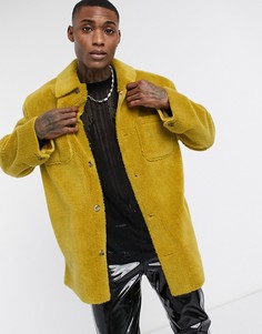 Куртка горчичного цвета из искусственного меха «борг» ASOS DESIGN-Желтый