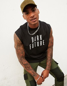 Oversized-майка с логотипом ASOS Dark Future-Черный