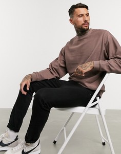 Светло-коричневый oversized-свитшот из органического материала с эффектом перелицовки ASOS DESIGN